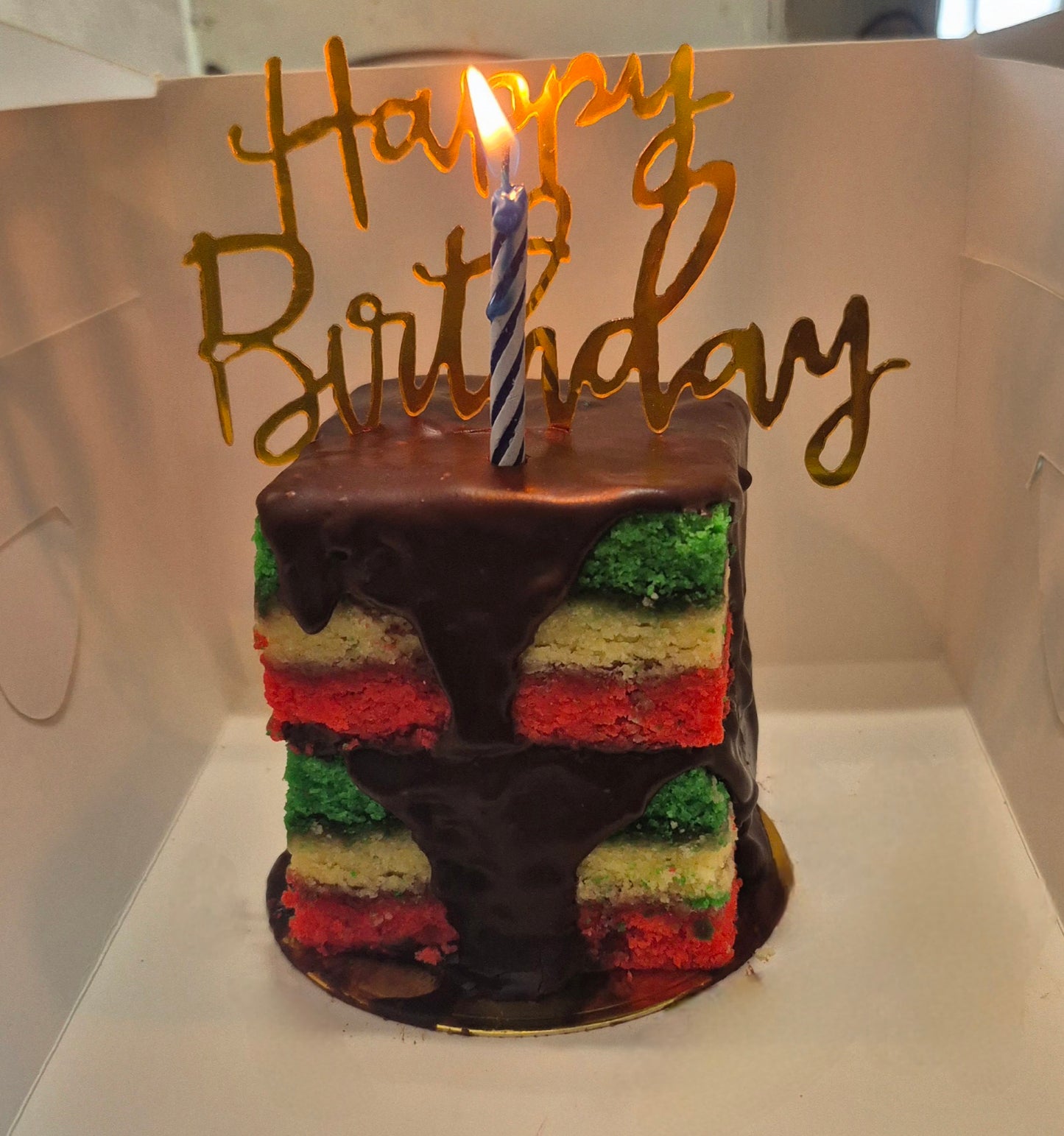 Tri-Color Cake (Rainbow)