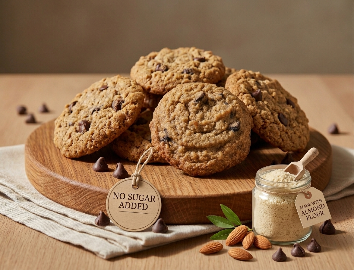 No Sugar Added & Flourless Chocolate Chip Cookies